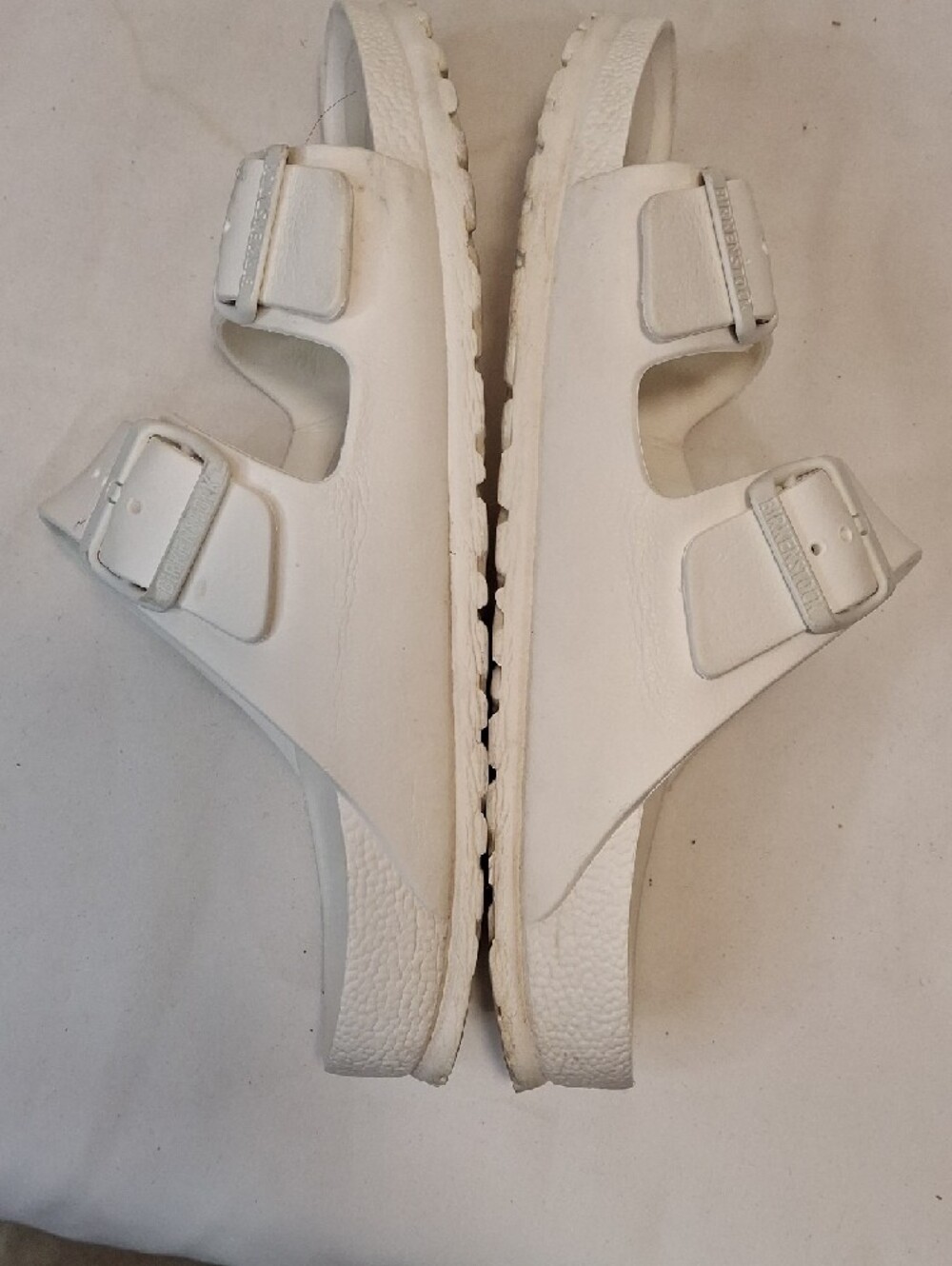 Birkenstock Women's White Synthetic Double-Strap Buckle Sandals. - Picture 12 of 13